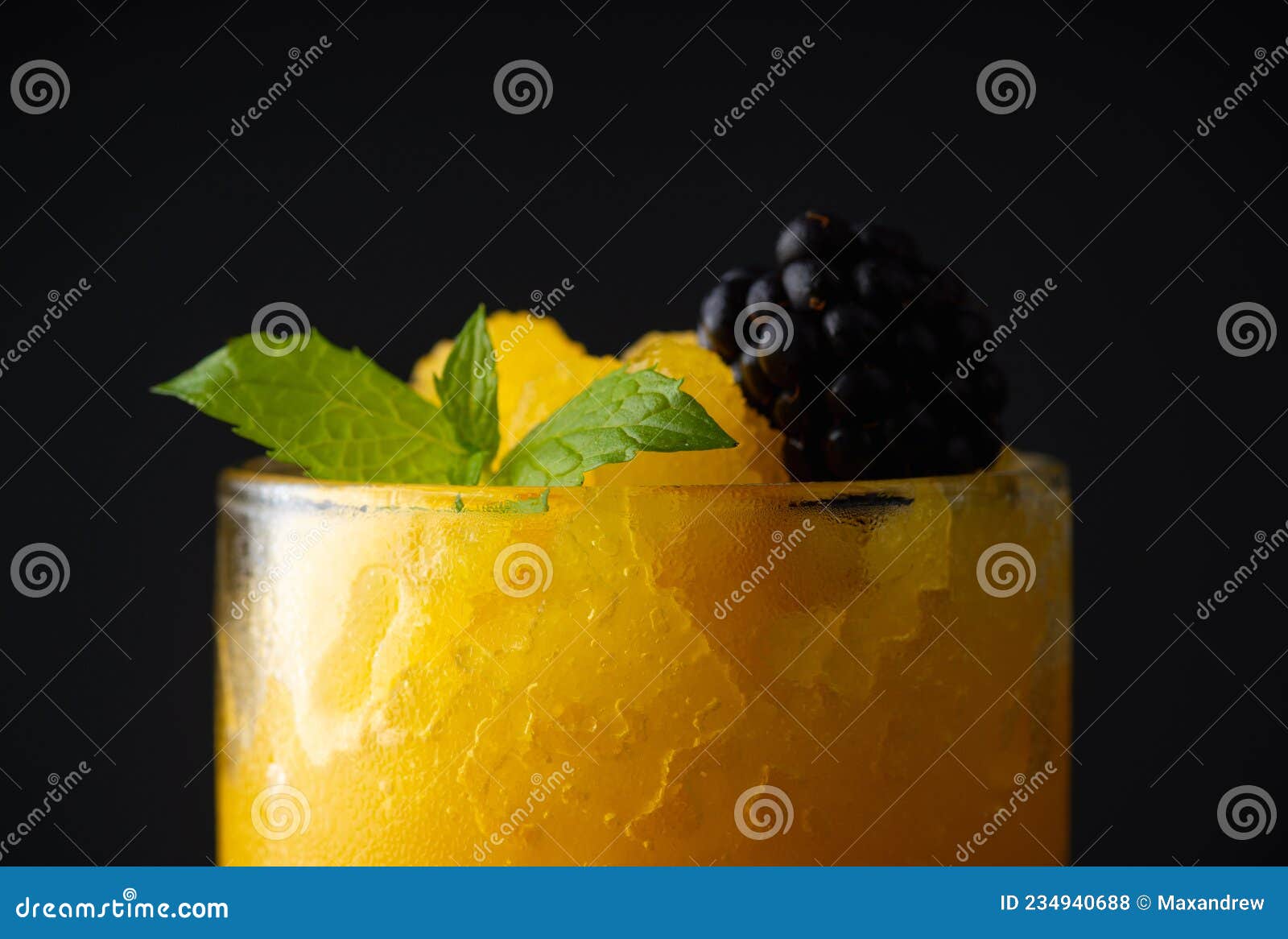Frozen Tequila Based Cocktail with Mango. Selective Focus Stock Photo Image of background