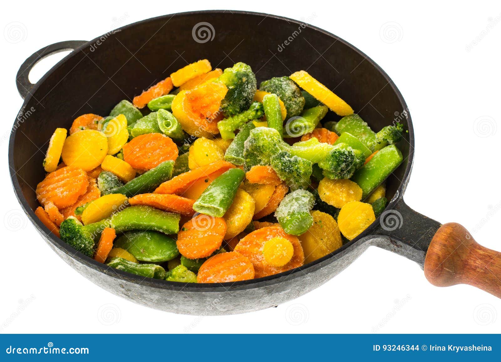 Frozen Vegetables in Castiron Frying Pan Stock Photo Image of maize