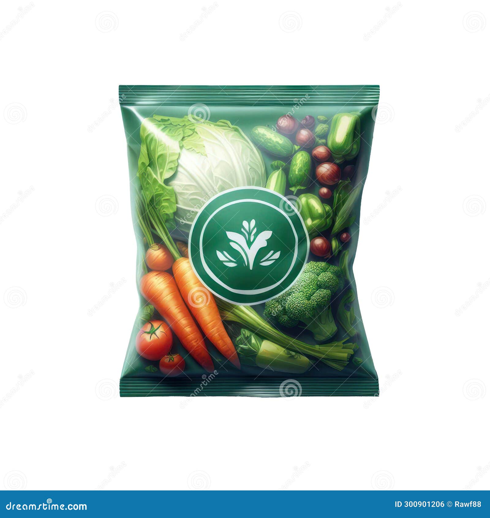 Frozen Vegetables Package Isolated on White Transparent Background