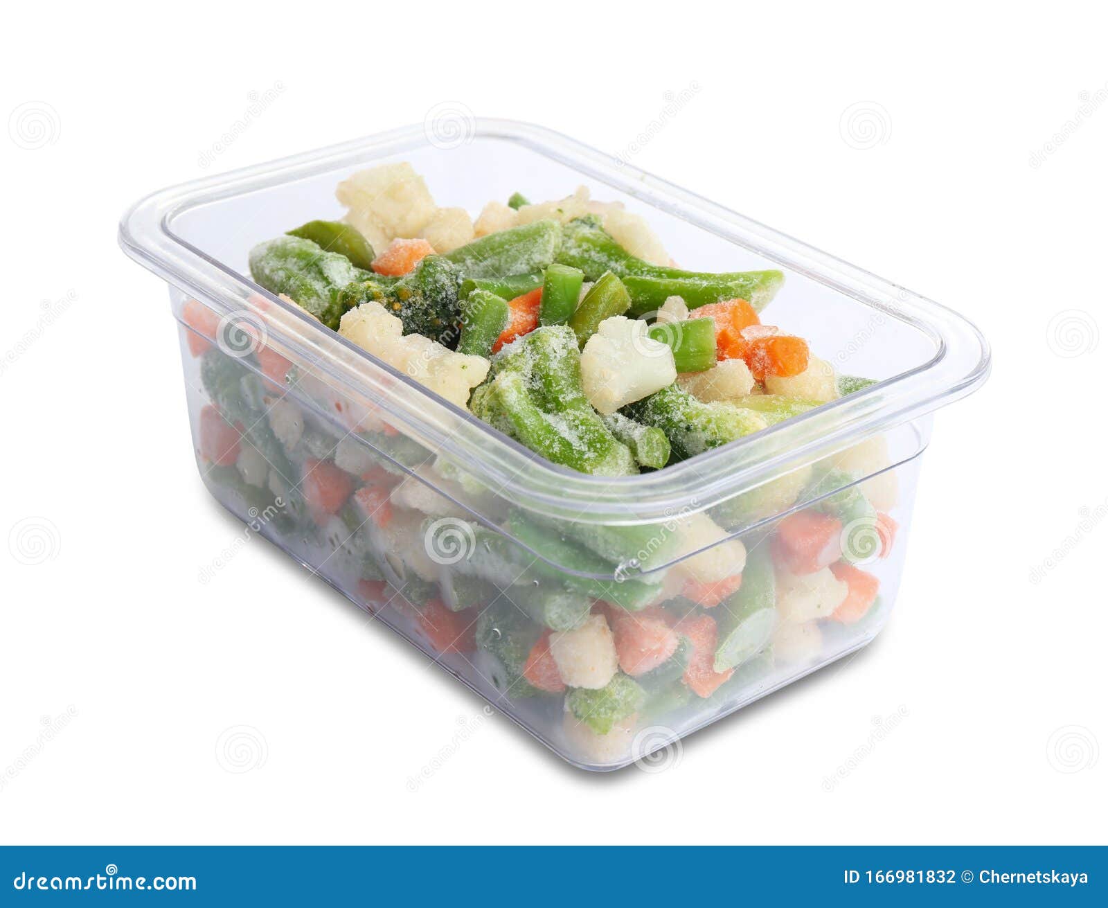 Frozen Vegetables in Plastic Container Isolated Stock Photo Image of