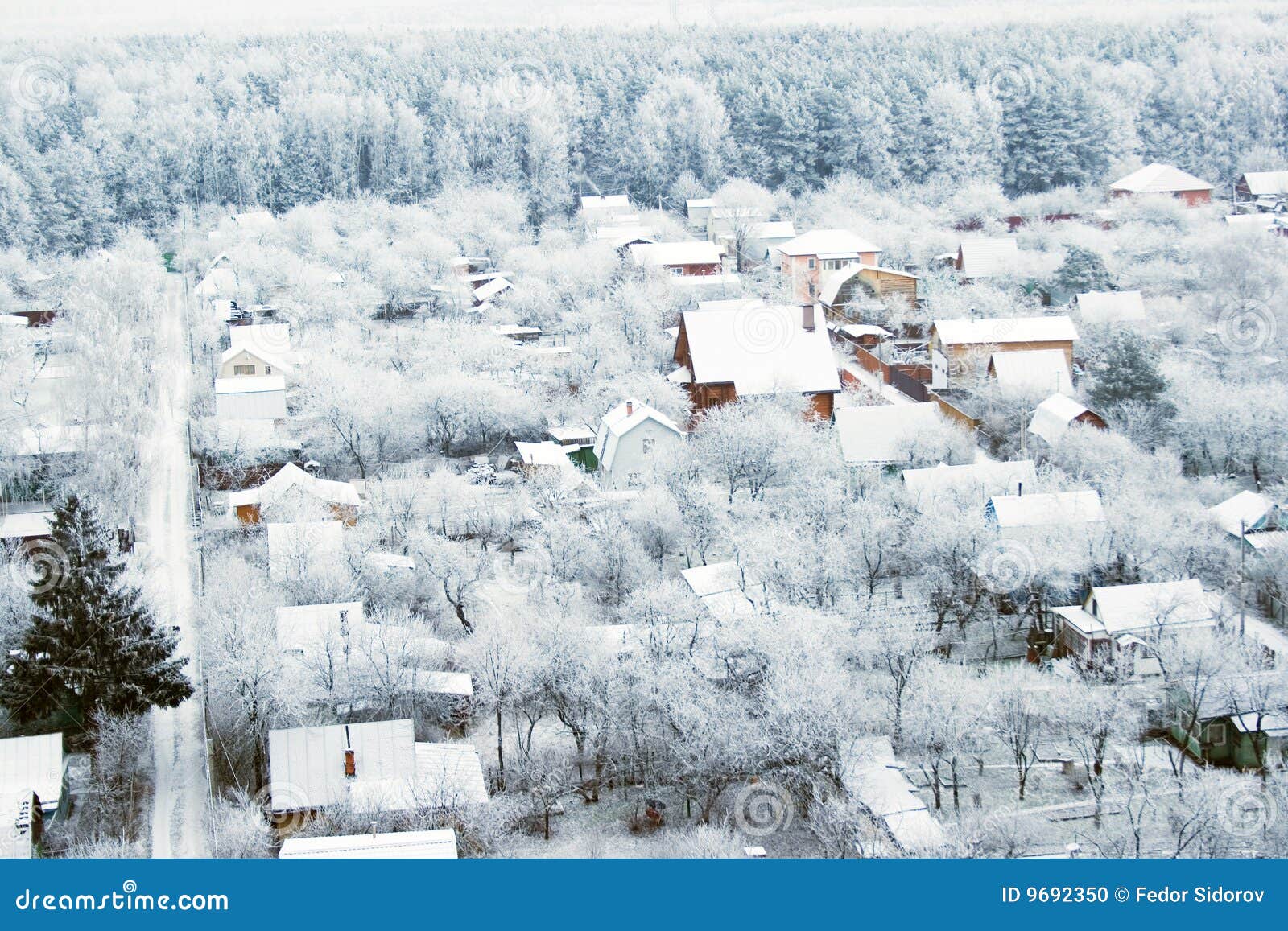 Frozen village 2 stock photo. Image of seasonal, houses 9692350