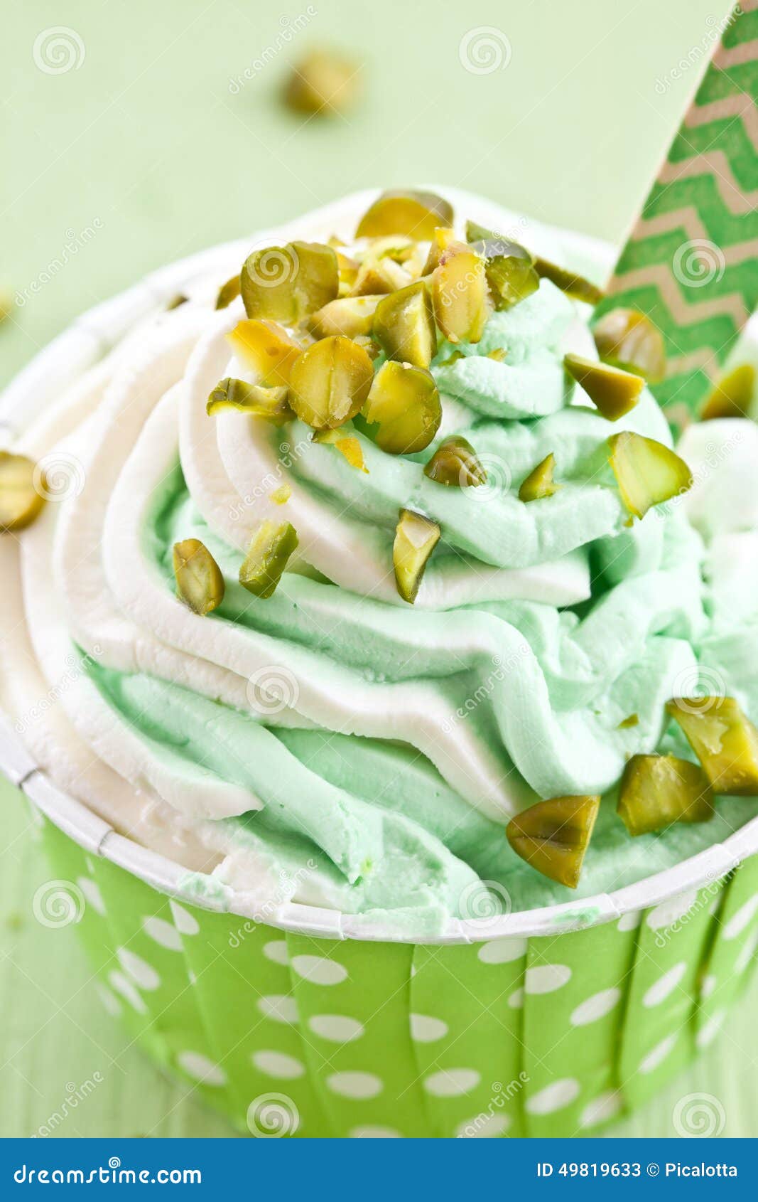 Frozen Yogurt with Fresh Pistachio Stock Image Image of treat, square