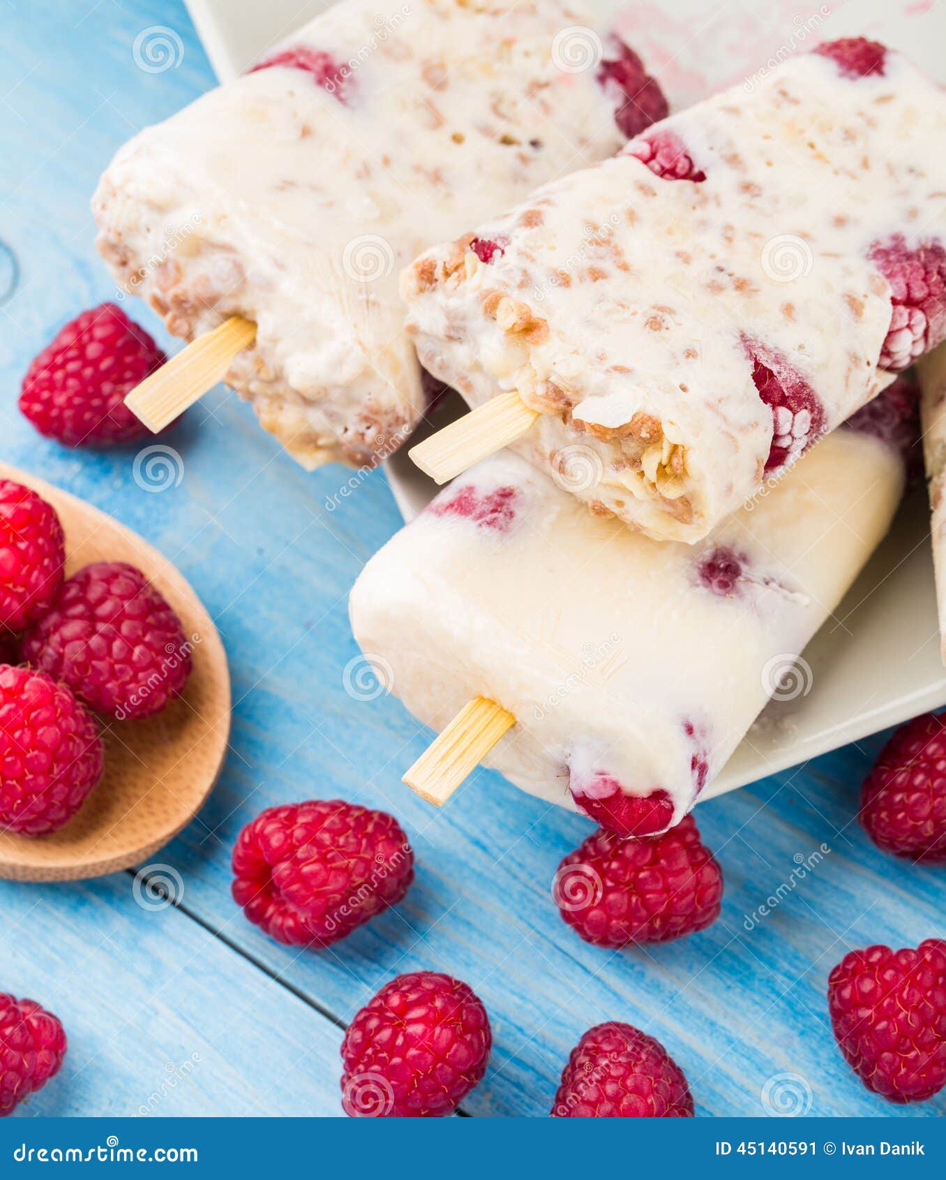 Frozen Yogurt with Oats and Raspberries Stock Image Image of cream, tasty 45140591