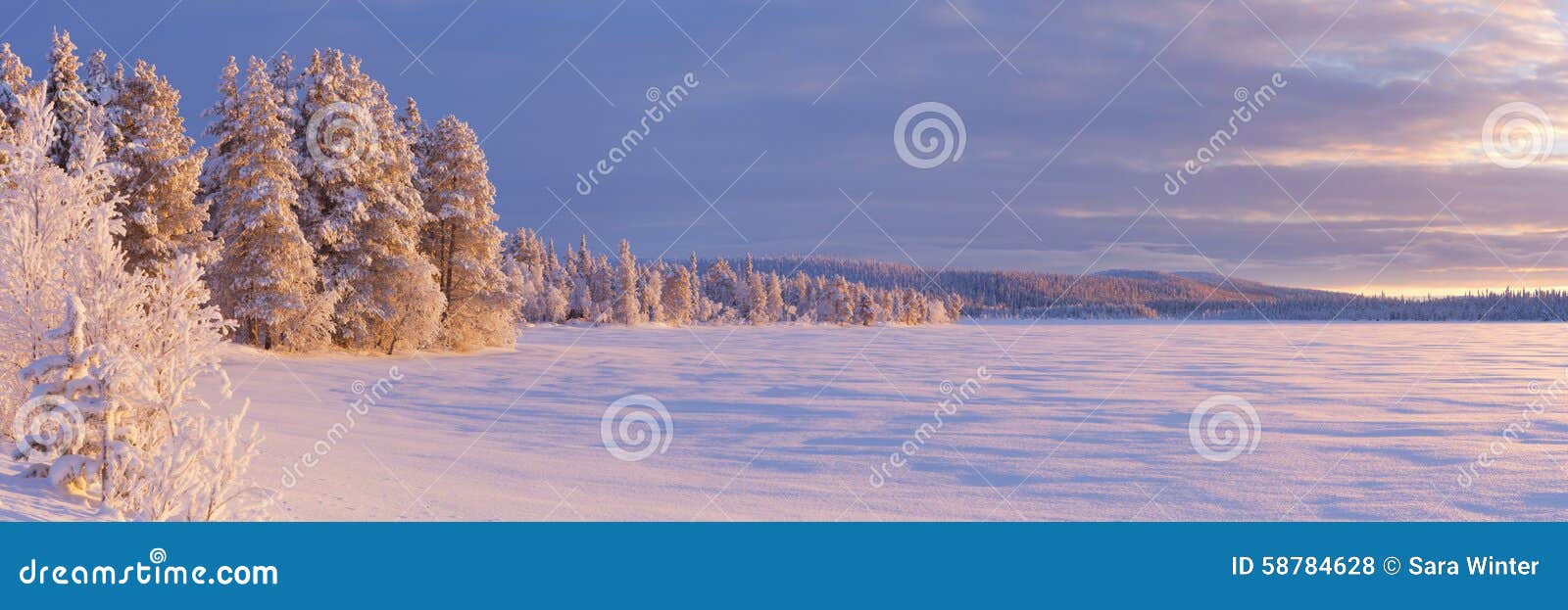 frozen ÃâijÃÂ¤jÃÂ¤rvi lake in finnish lapland in winter