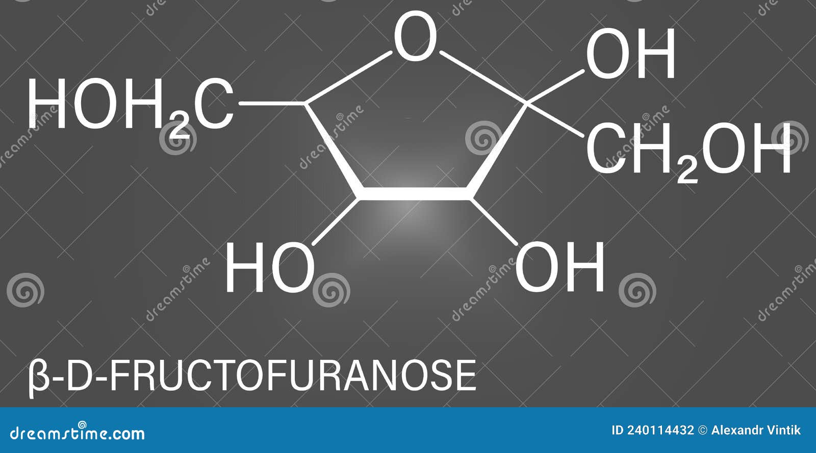 Fructose or Dfructose Fruit Sugar Molecule. Component of Highfructose