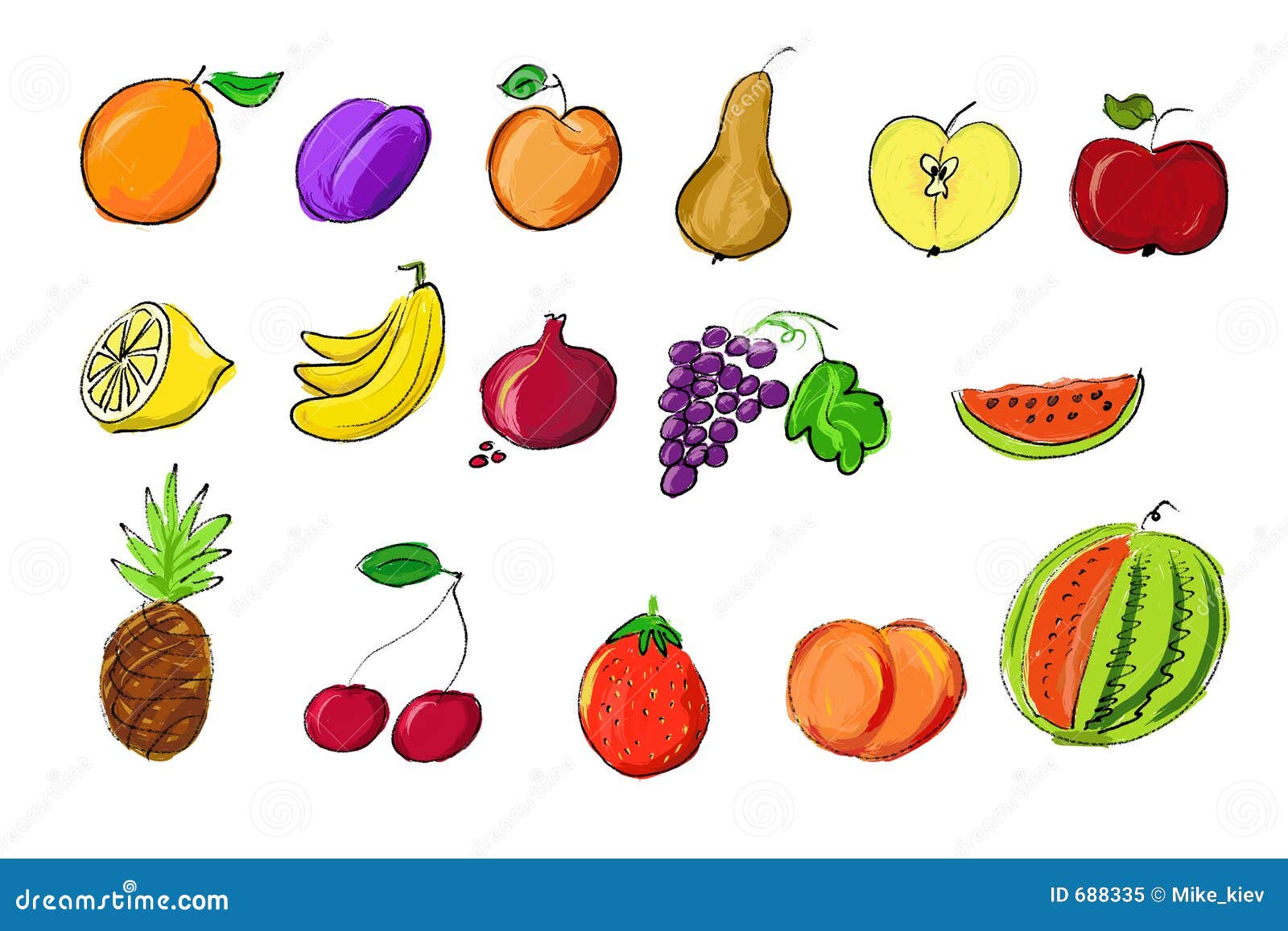 Fruit sketch 2 stock vector. Illustration of nature, hand - 34836409