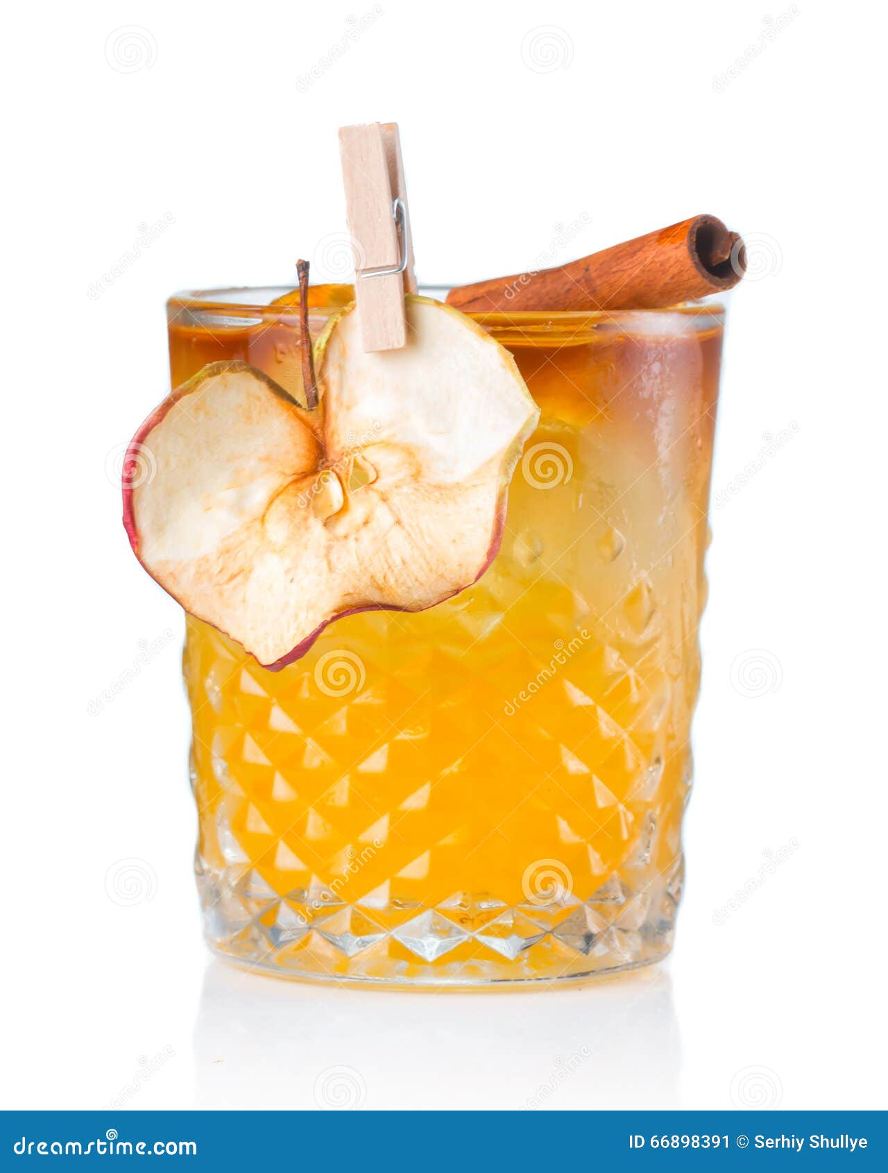 Fruit Alcohol Cocktail with Apple and Cinnamon Stick Isolated Stock Image Image of close, lime