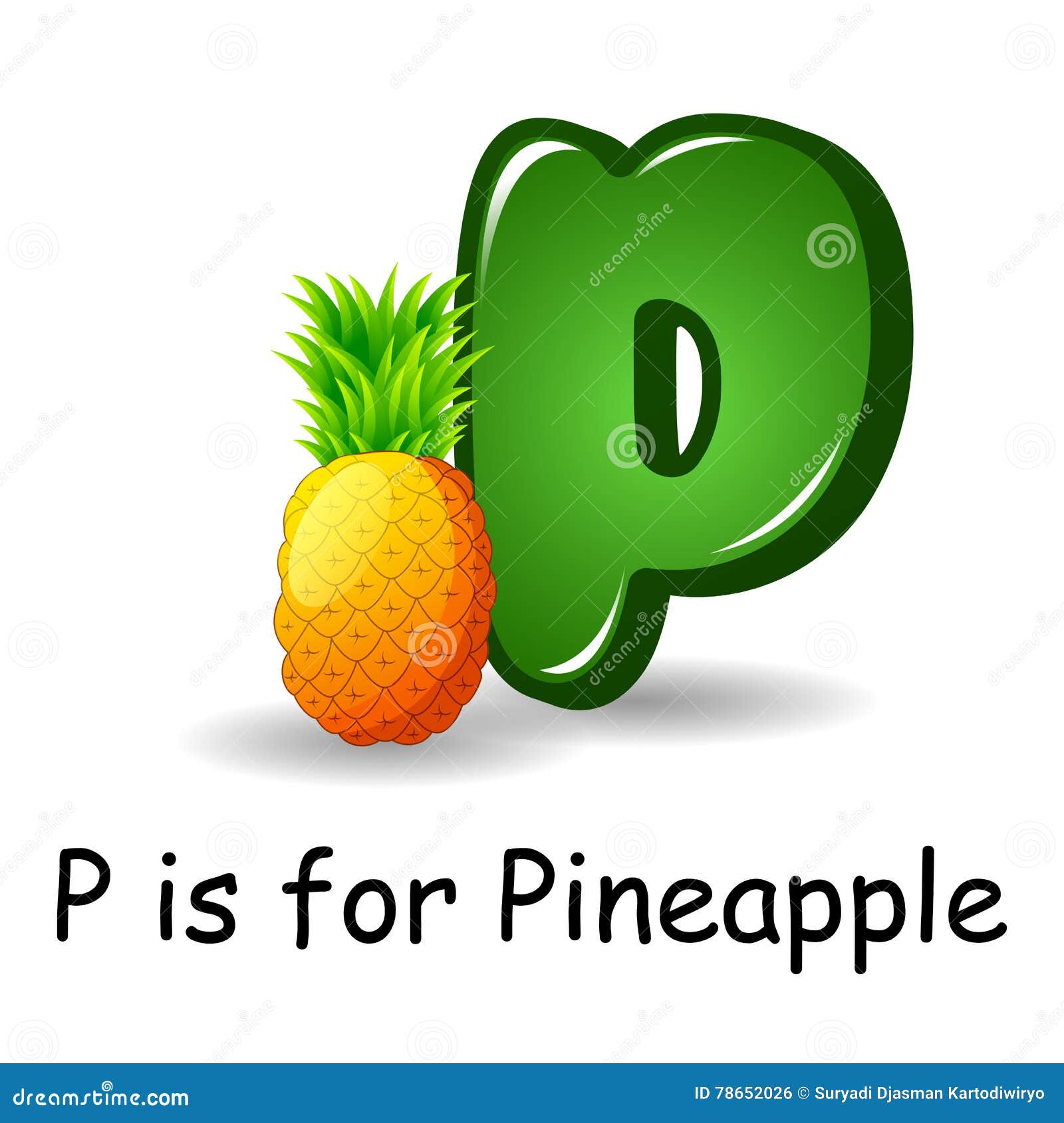Fruit Alphabet P is for Pineapple Stock Vector Illustration of linguistic, phonic 78652026
