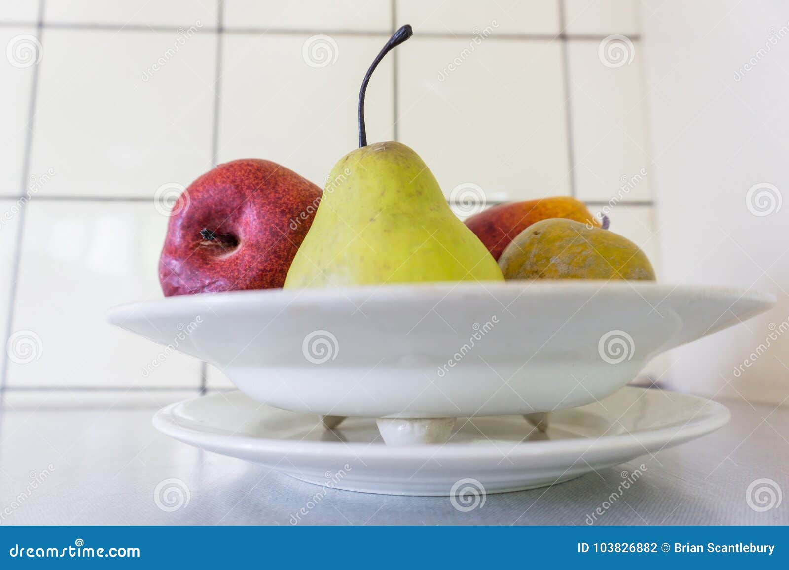 Fruit in Art Deco Style Fruit Bowl on Bench Stock Photo Image of food