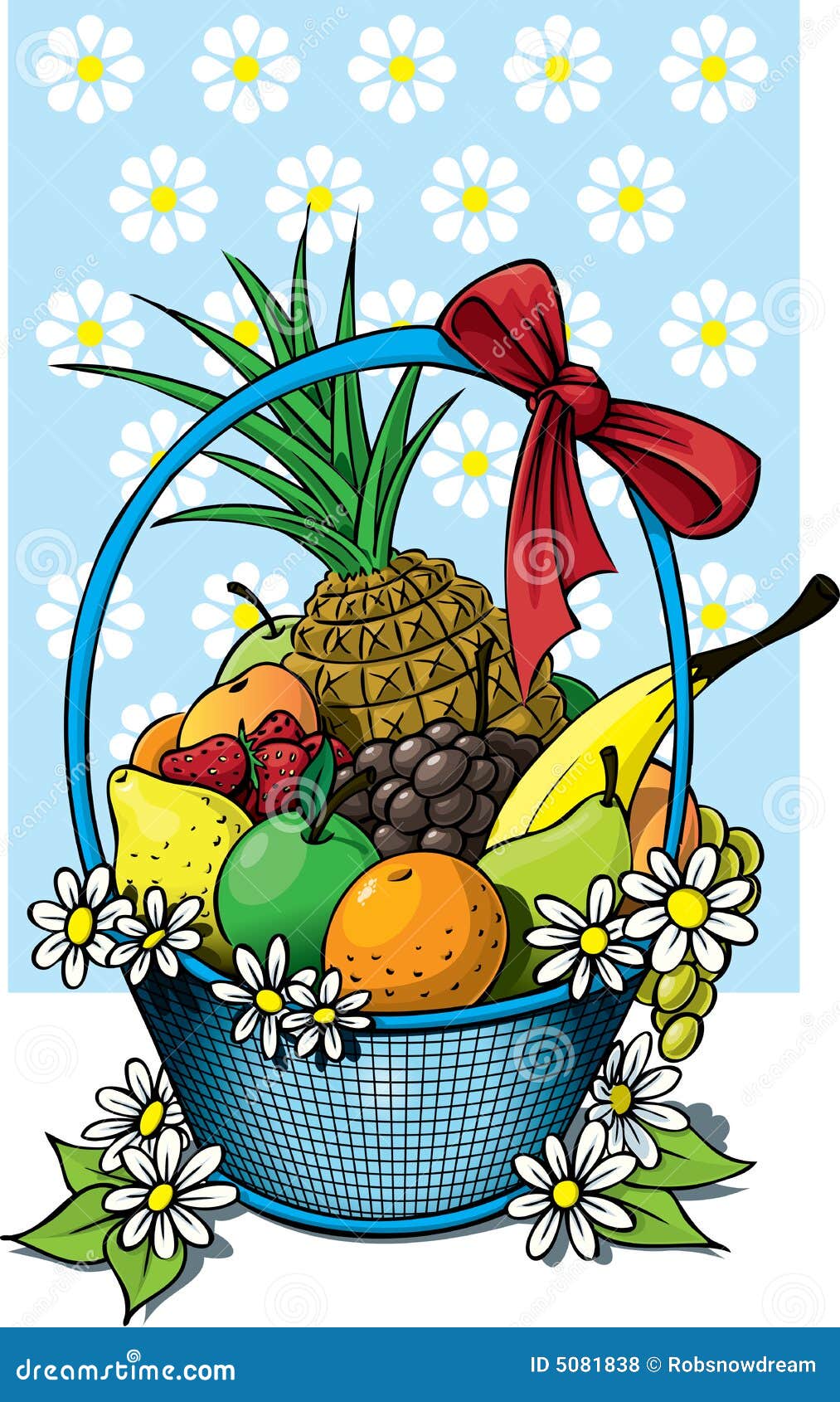 Fruit basket stock vector. Illustration of peach, wicker - 5081838