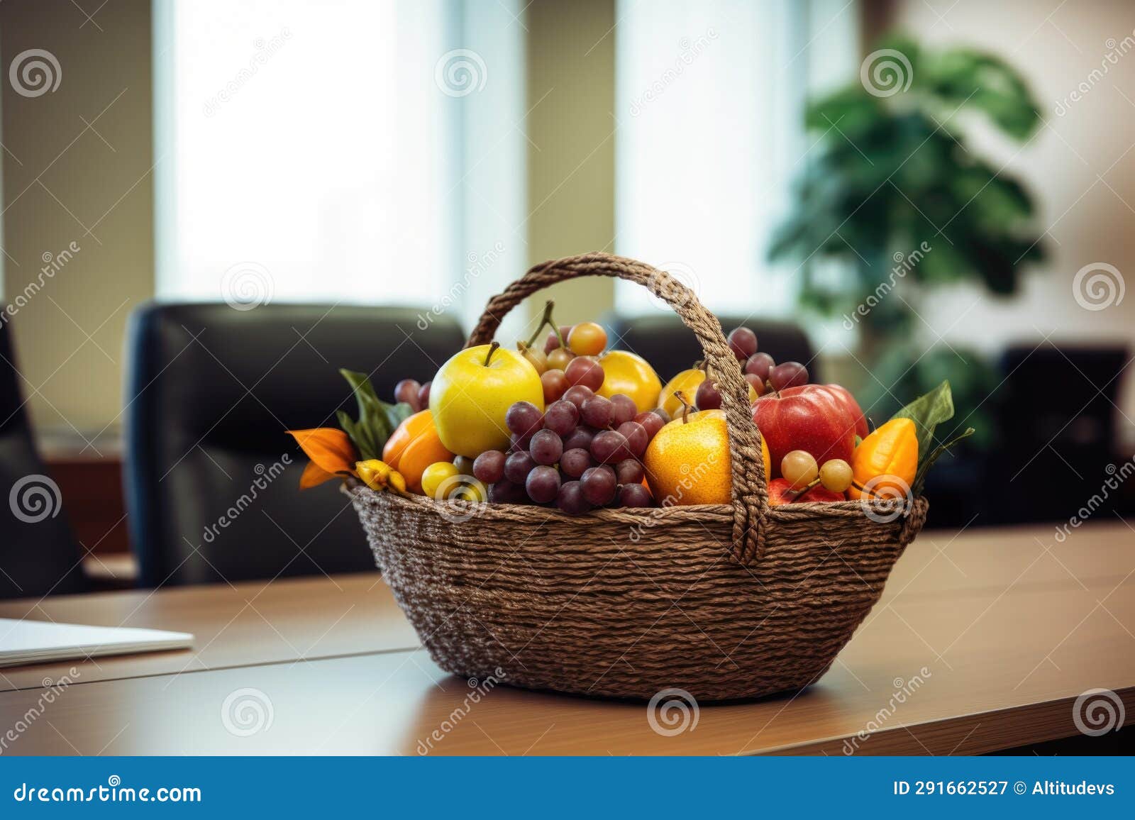 A Fruit Basket on an Office Desk Stock Image Image of snacks
