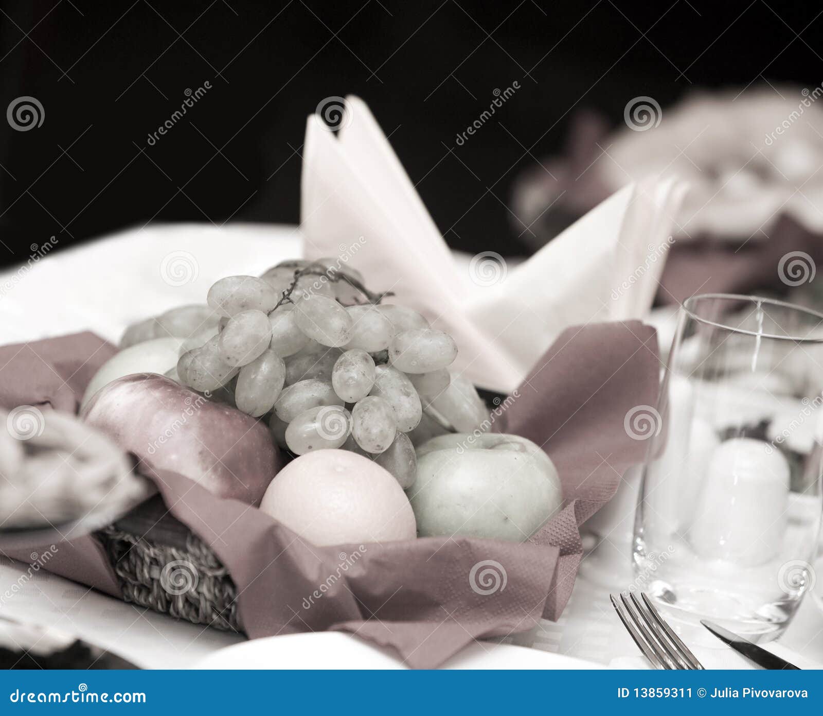 Fruit Basket on the Table in a Restaurant Stock Image Image of five