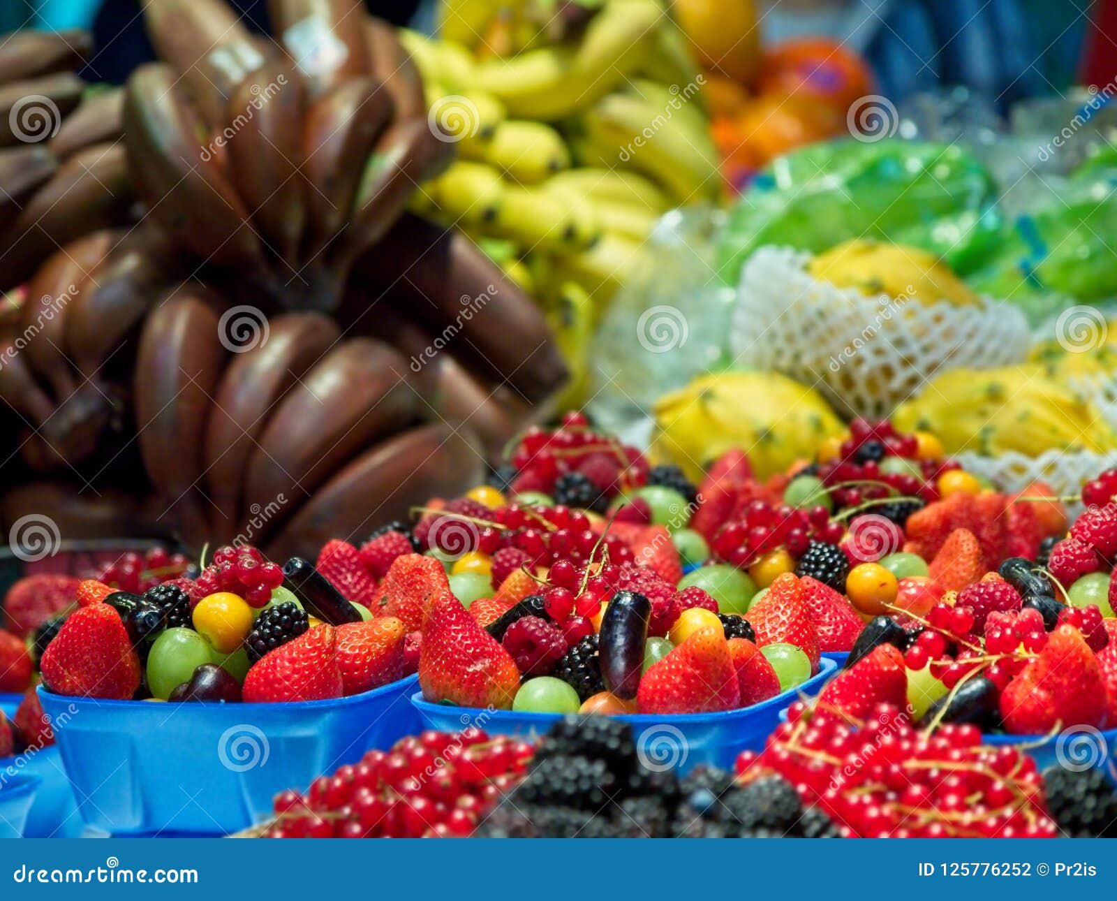 Fruit and Berries in the Market Stock Photo Image of eating, cherries