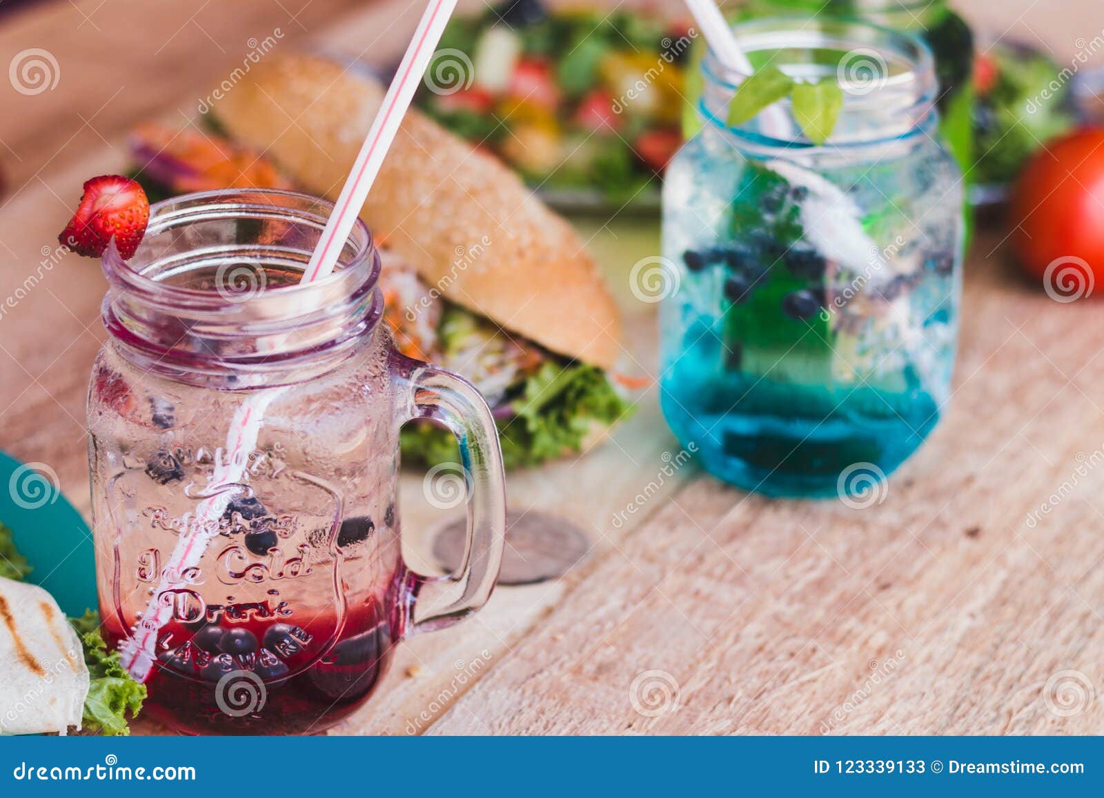 Fruit Beverages of Different Colors Stock Image Image of dowtown