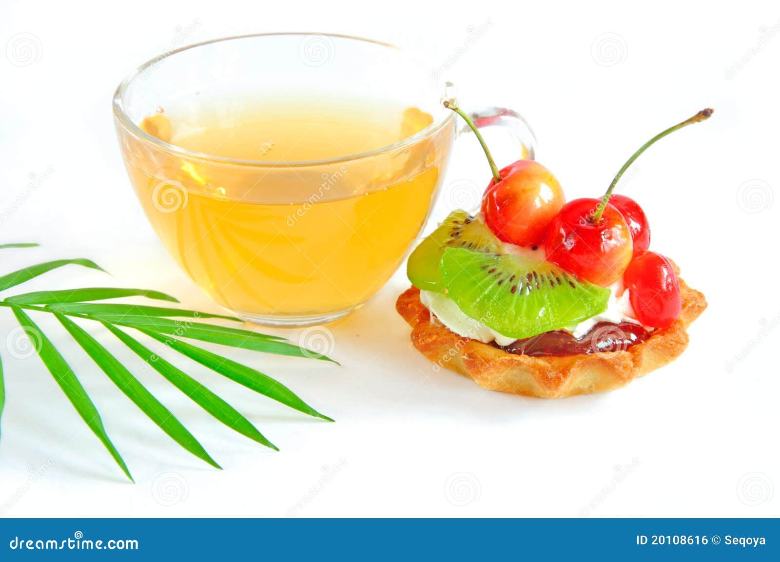 Fruit Cake and Cup of Green Tea Stock Photo Image of dessert, bakery