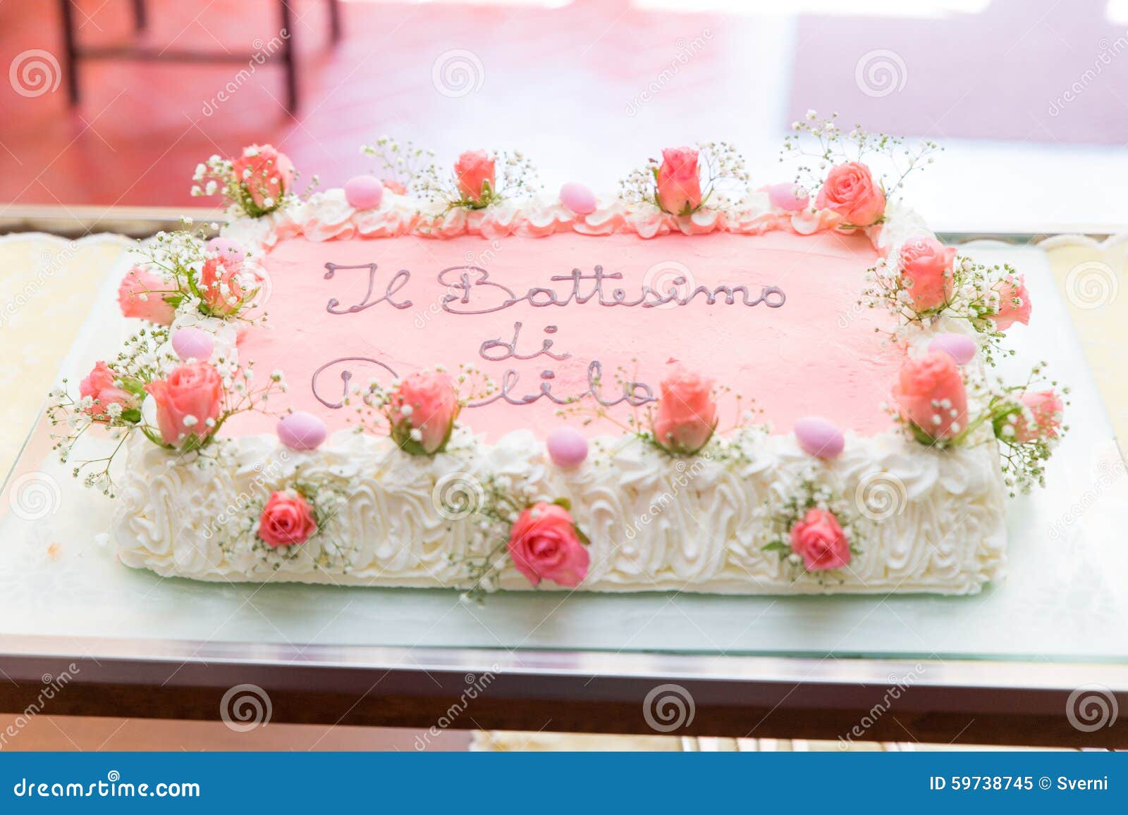 fruit cake decorated with flowers