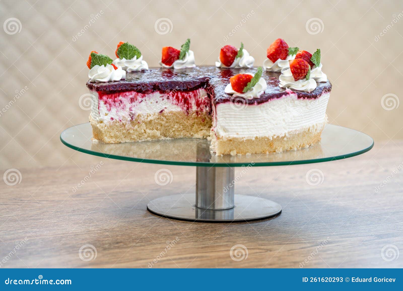 Fruit Cake with Marmalade and Whipped Cream Stock Image Image of