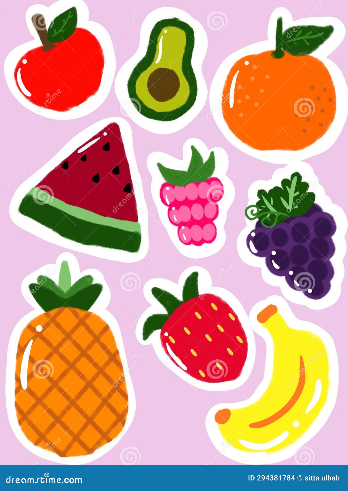 Fruit Cartoon Cute Kawaii Image Stock Illustration Illustration of