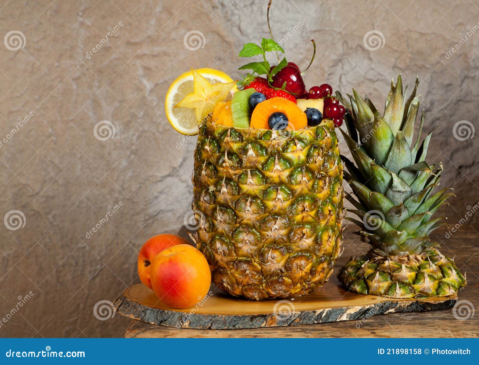 Fruit Cocktail in Pineapple Stock Photo Image of fresh, decoration