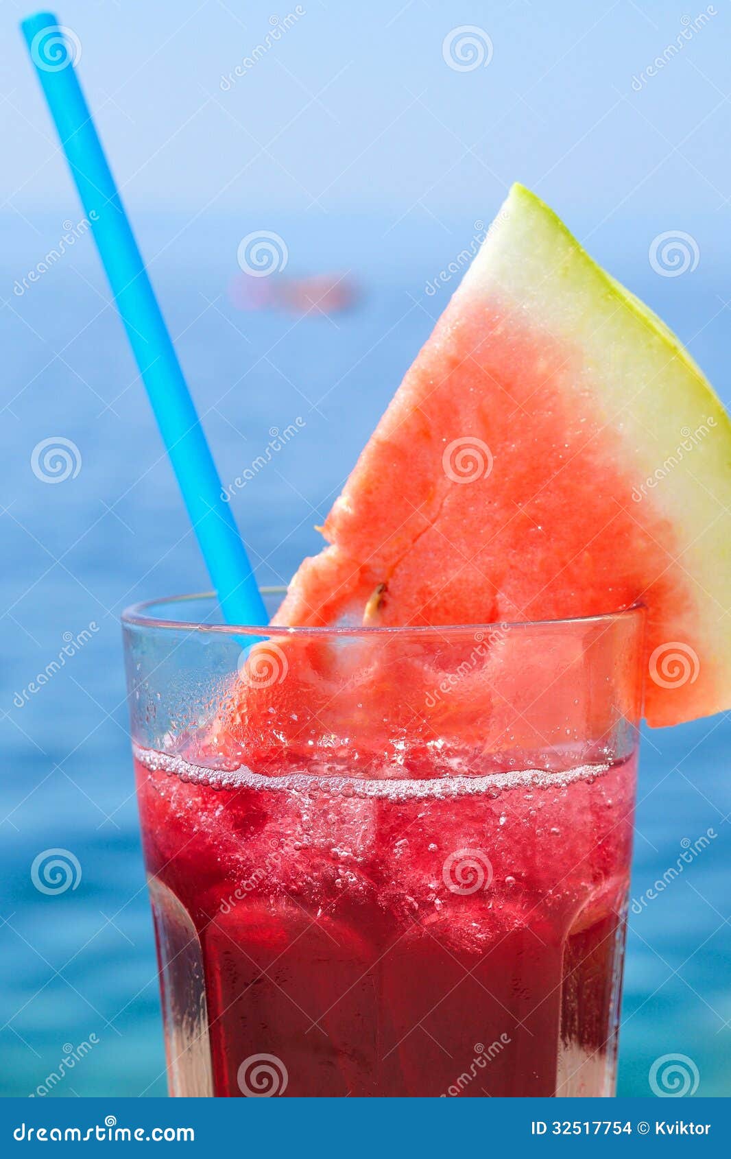 Fruit Cocktail With Water Melon Slice On A Beach Stock Photo Image of