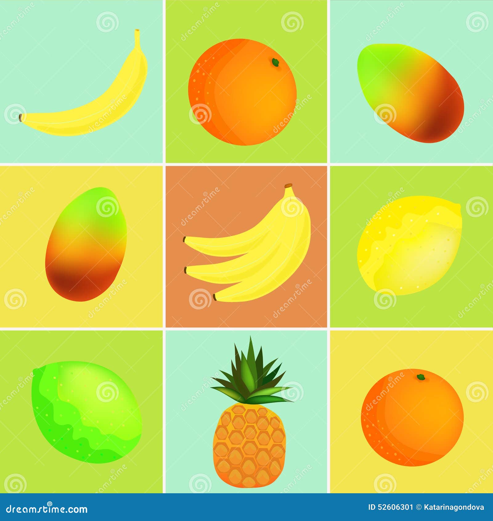 Fruit collage stock vector. Illustration of object, icon 52606301