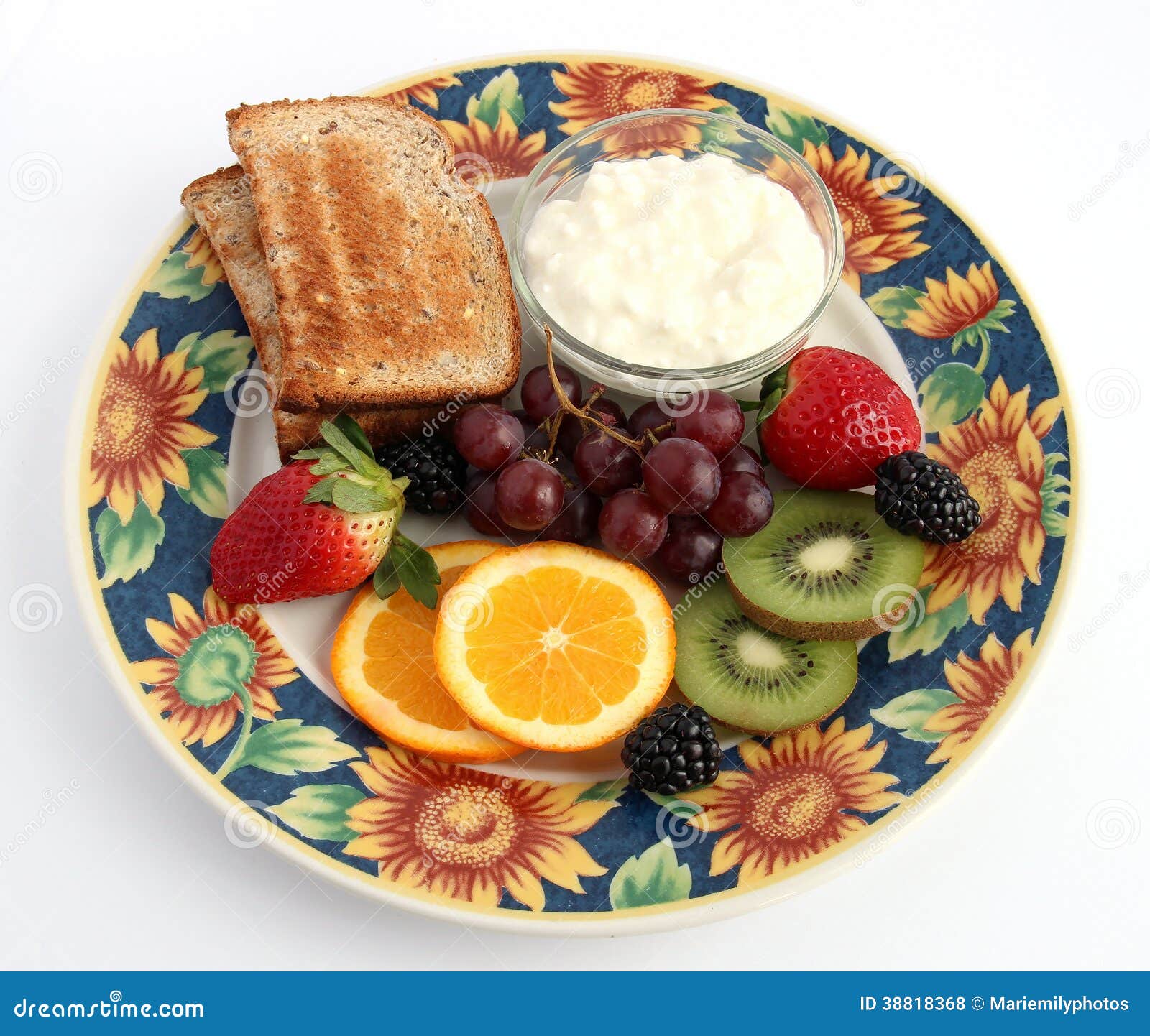 Fruit, Cottage Cheese and Plain Toast Stock Photo Image of bread