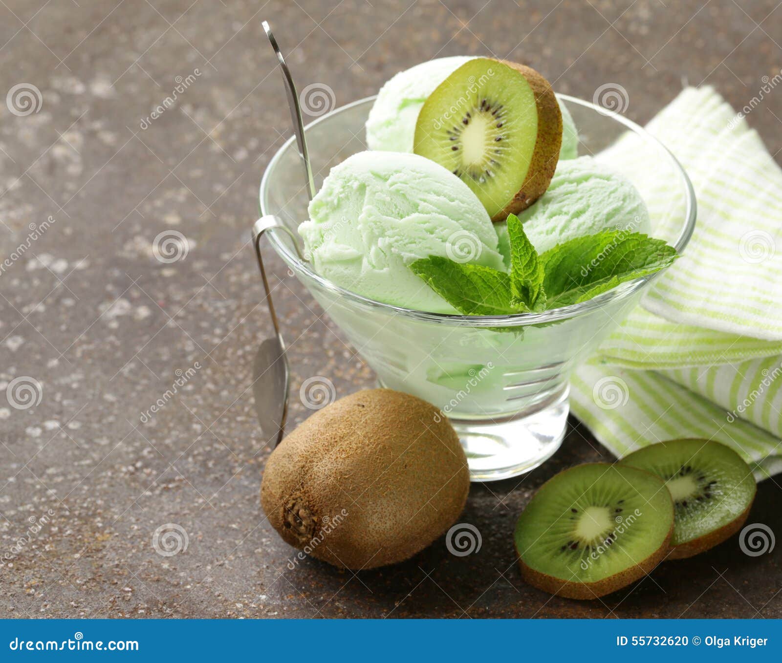 Fruit Creamy Ice Cream with Green Kiwi Stock Photo Image of snack