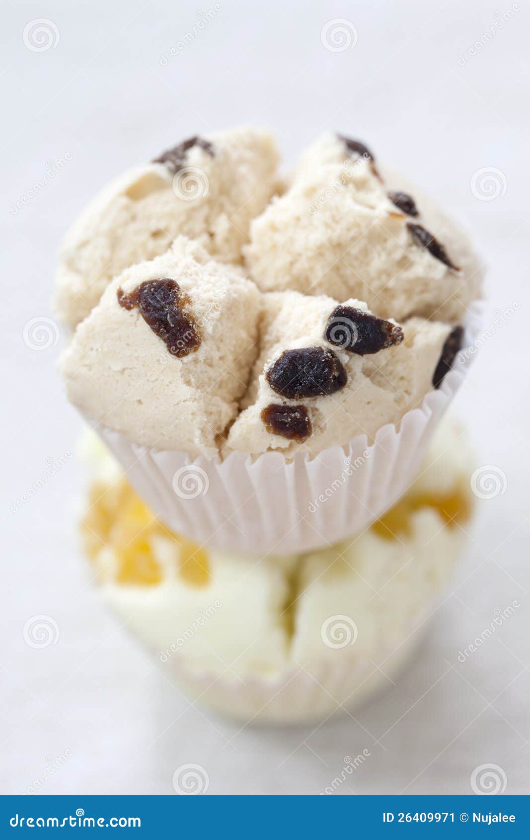 Fruit cup cake stacking stock image. Image of cream, frosting 26409971