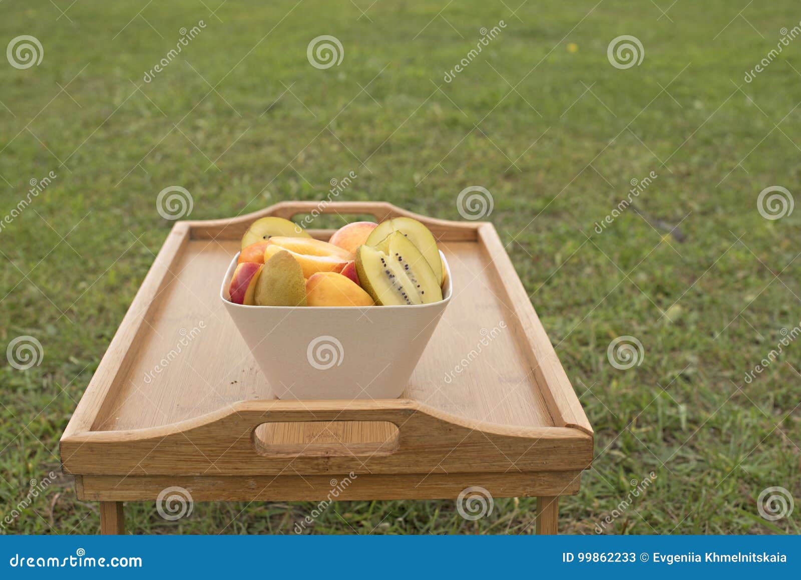 Fruit Cup Stands on a Wooden Table. Stock Image Image of light, salad