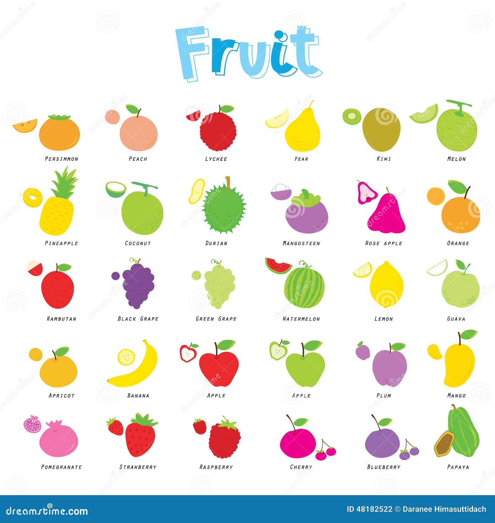 Download Fruit Cute Cartoon Icon Design Vector Stock Vector ...