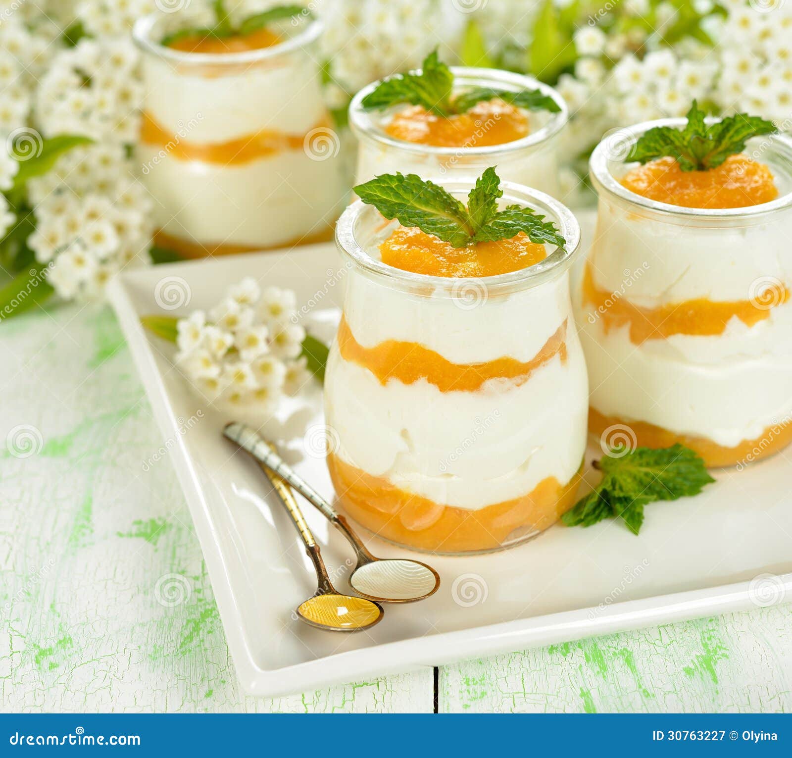 Fruit Dessert in a Small Jar Stock Image Image of background, sweet