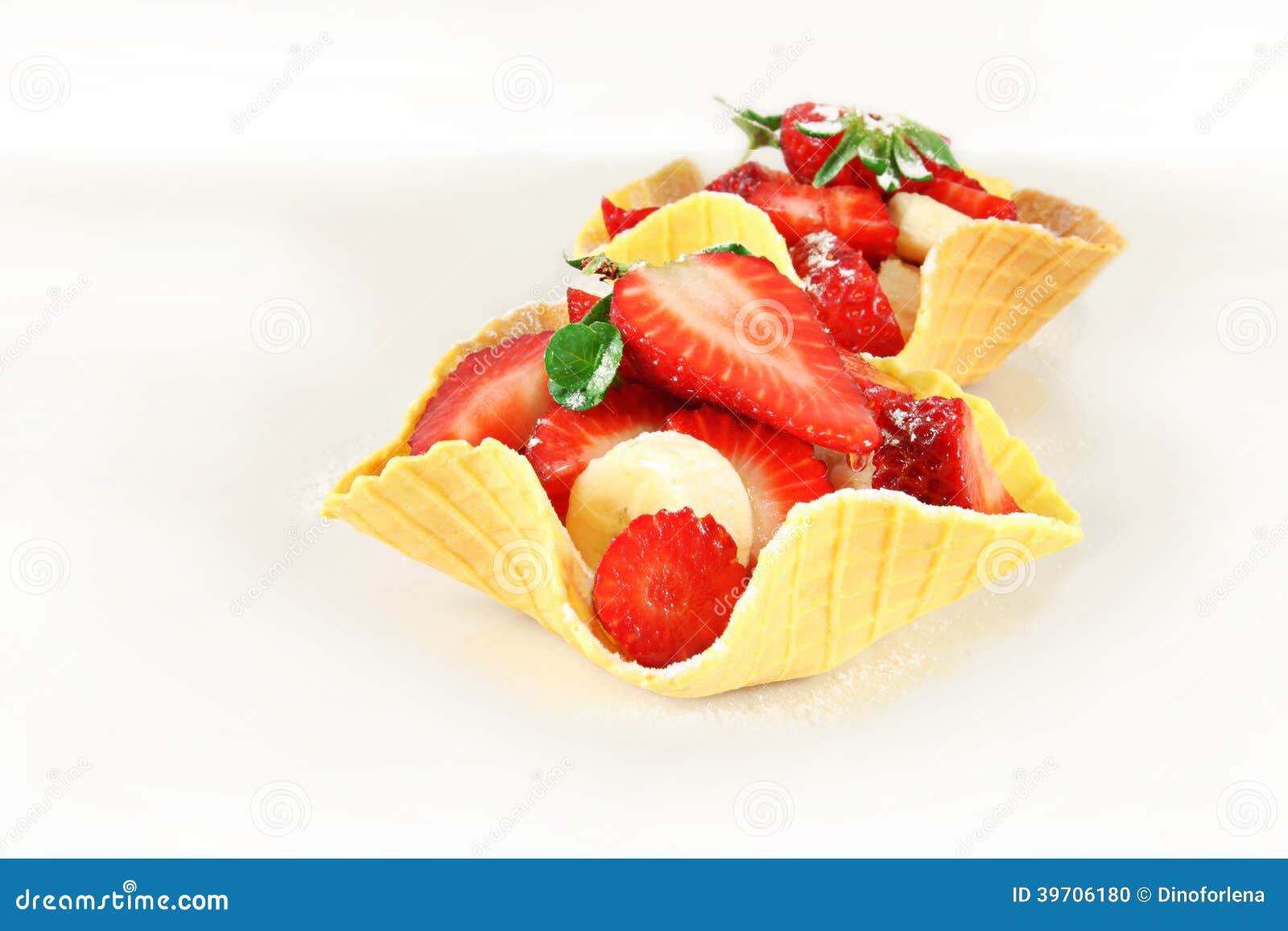 Fruit Dessert, Waffle Baskets Stock Photo Image of waffle, delicious
