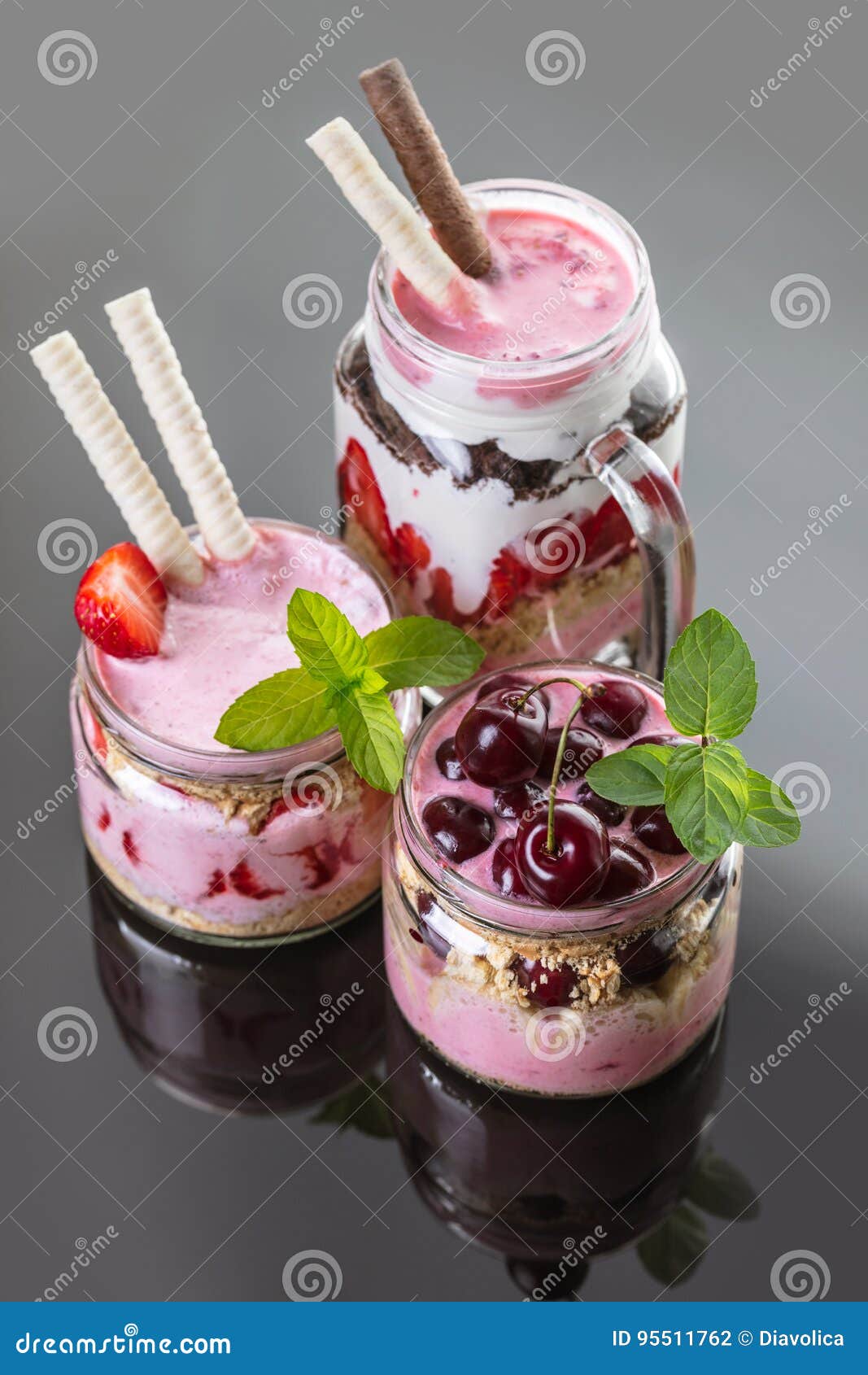 Fruit desserts in a jar stock photo. Image of cake, jars 95511762
