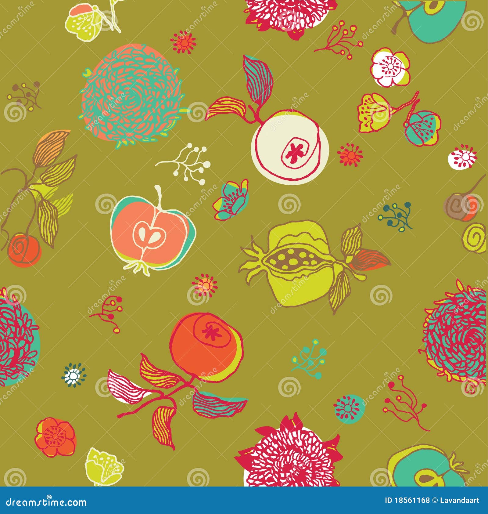 Fruit and Flower Background Stock Illustration Illustration of