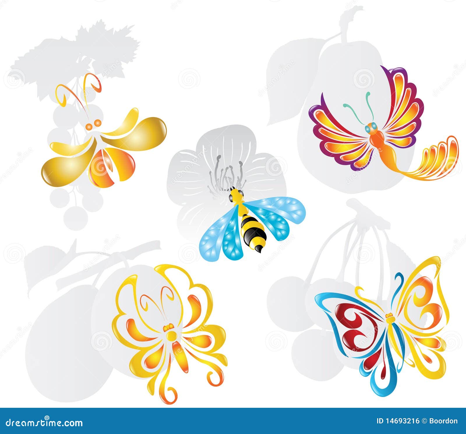 Fruit fly butterfly stock vector. Illustration of flower - 14693216