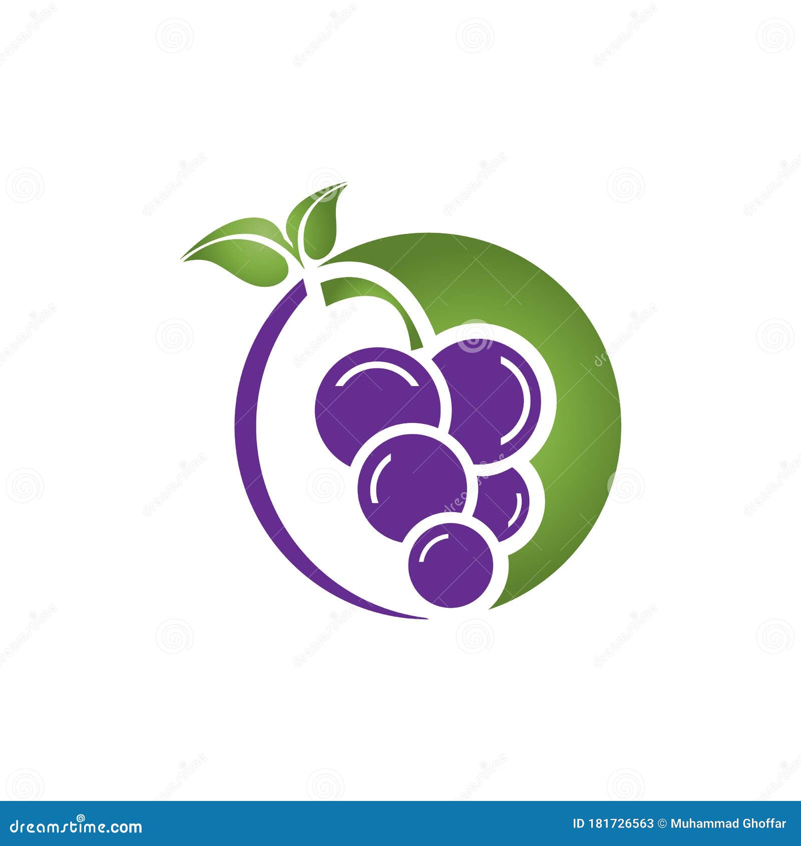 Fruit Grape Logo. Grape with Leaf.modern Design.vector Illustration
