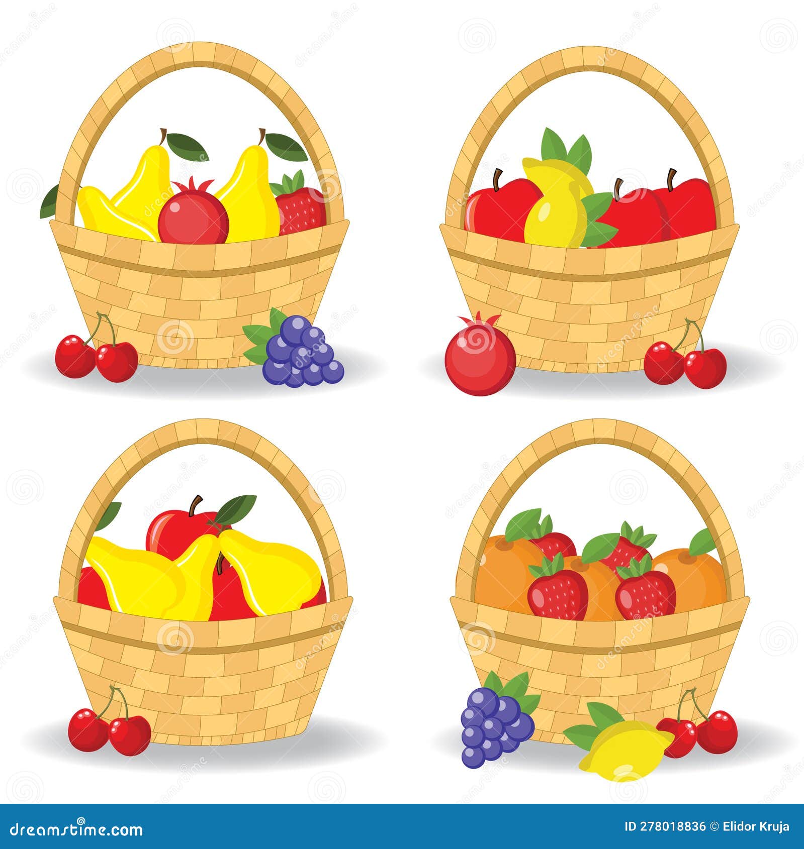 fruit basket with fresh fruits