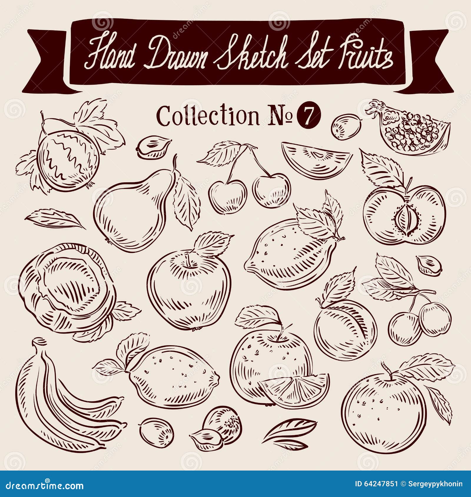 Fruit. Hand Drawn Sketch Set Vector Illustration Stock Vector