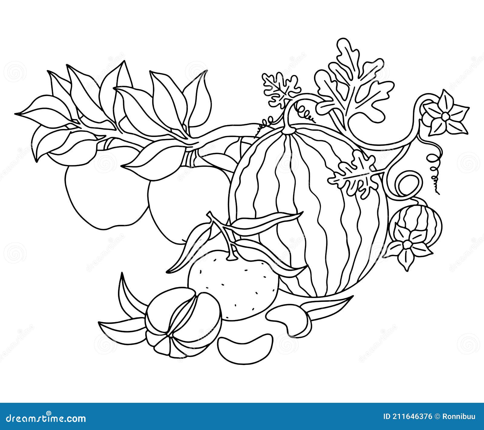 watermelon plant clipart black and white tree