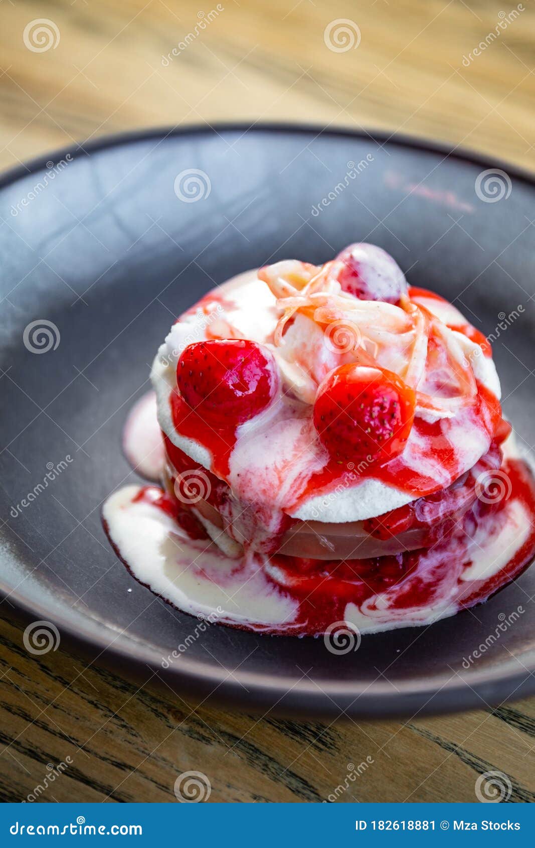 Fruit, Ice Cream and Jelly Cake with Strawberries Stock Image Image