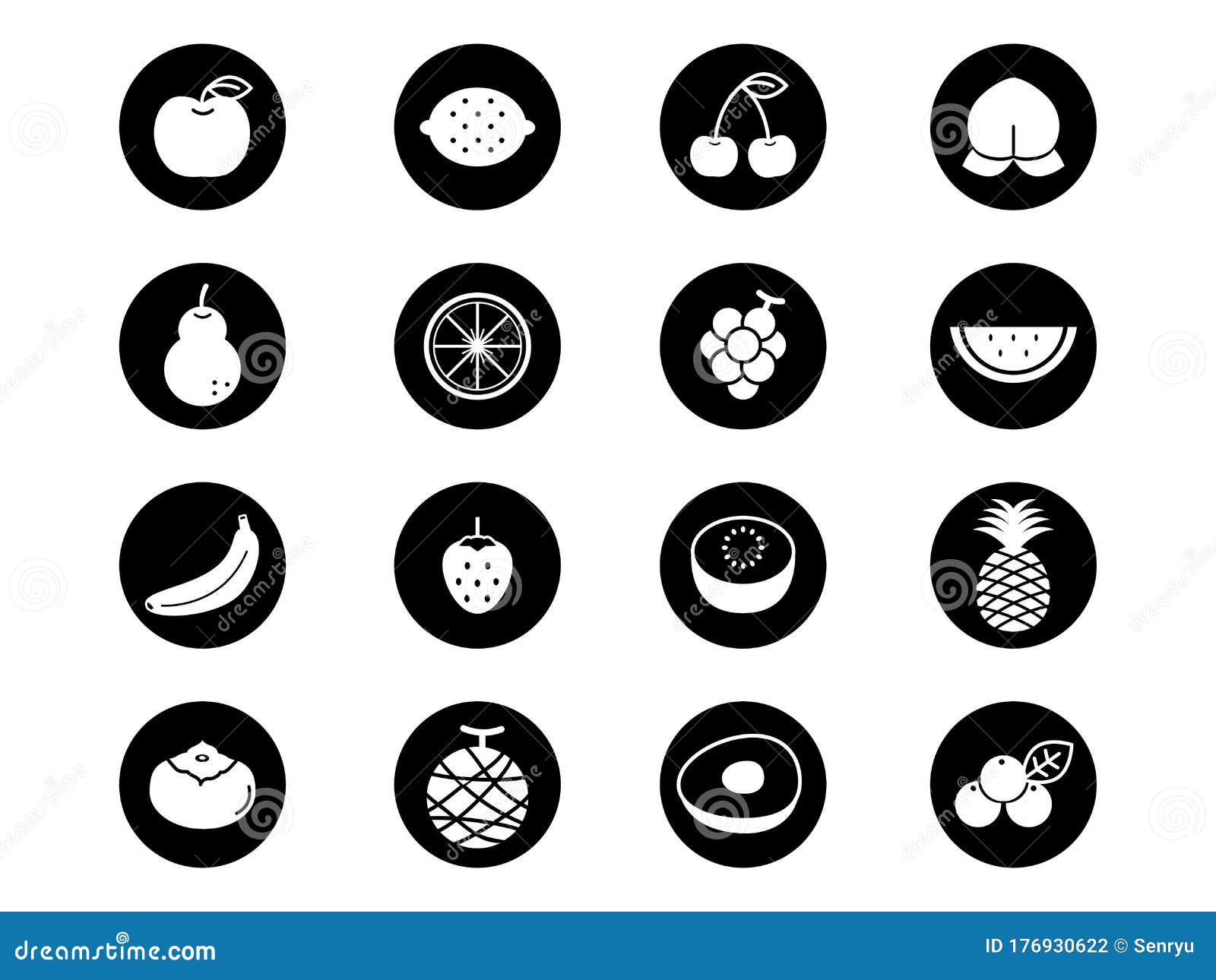 Fruit icon set stock vector. Illustration of icon, fresh - 176930622