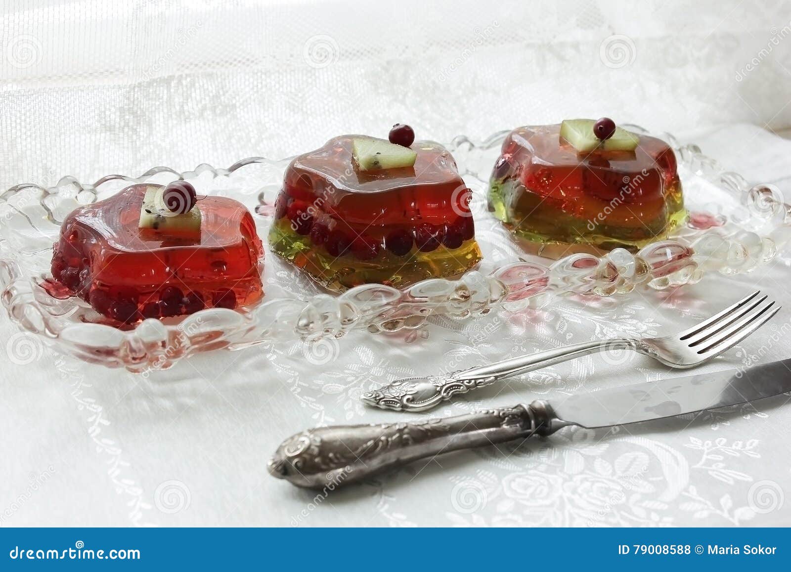 Fruit Jelly with a Knife and Fork Stock Photo Image of mousse, fruit