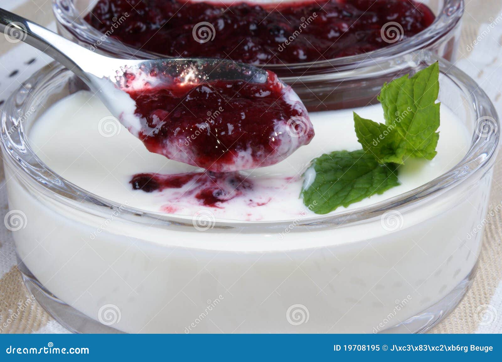 Fruit Jelly with Natural Yoghurt and Mint Stock Image Image of