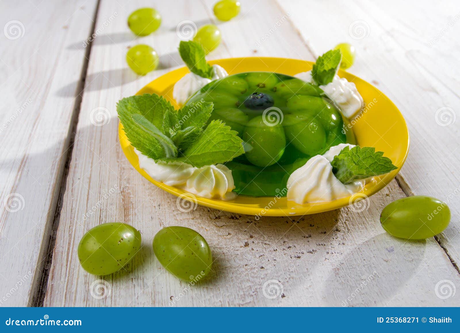Fruit Jelly Served with Grapes Stock Image Image of white, whipped