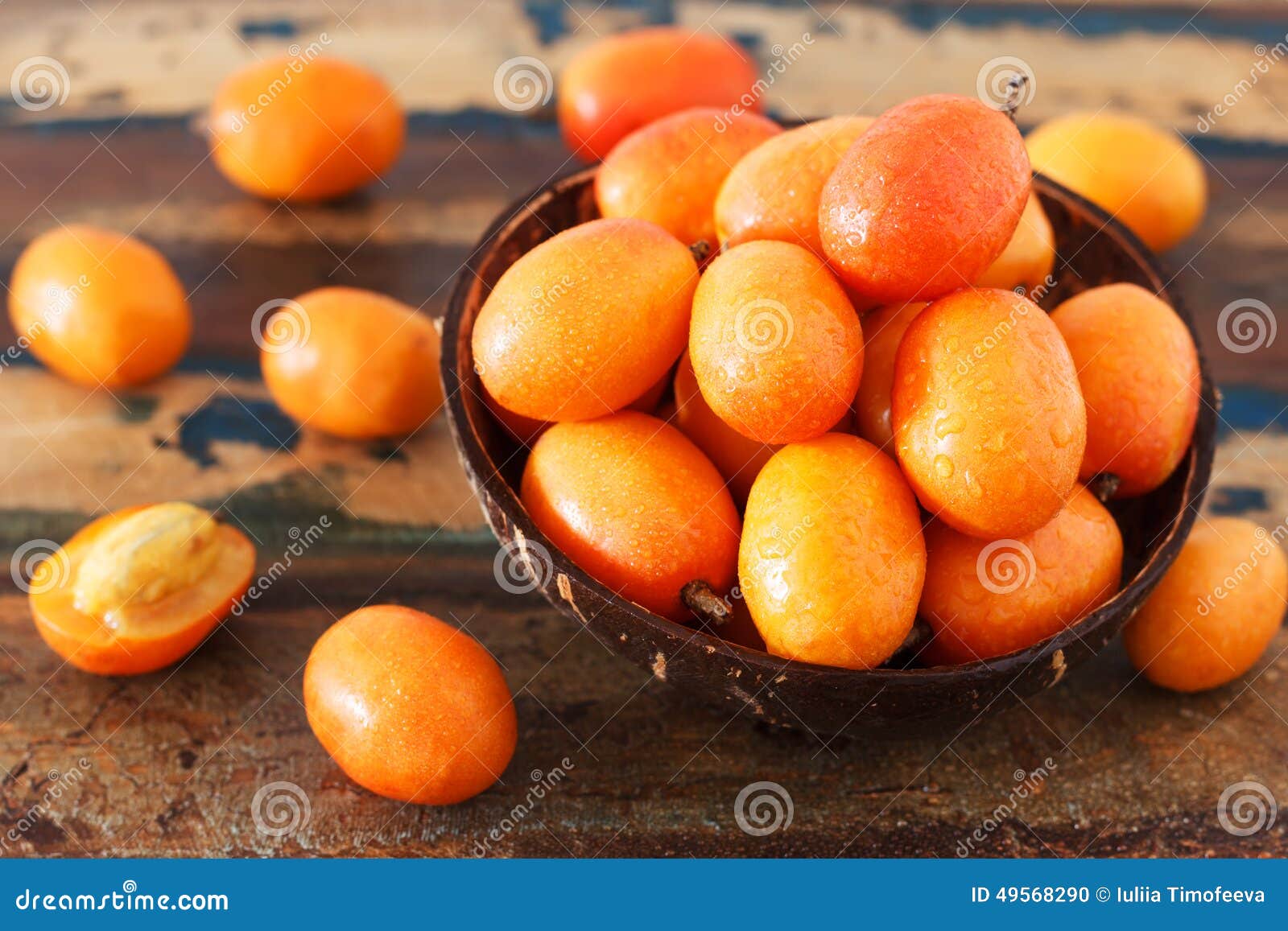 fruit jocote (red mombin, purple mombin, hog plum, ciruela huesito, sineguela, siriguela) in bowl