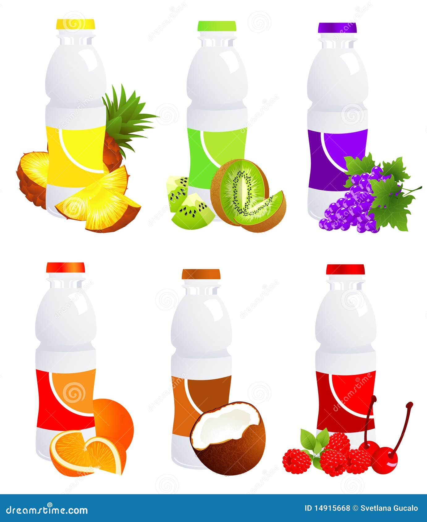Fruit juice bottles stock vector. Illustration of food 14915668