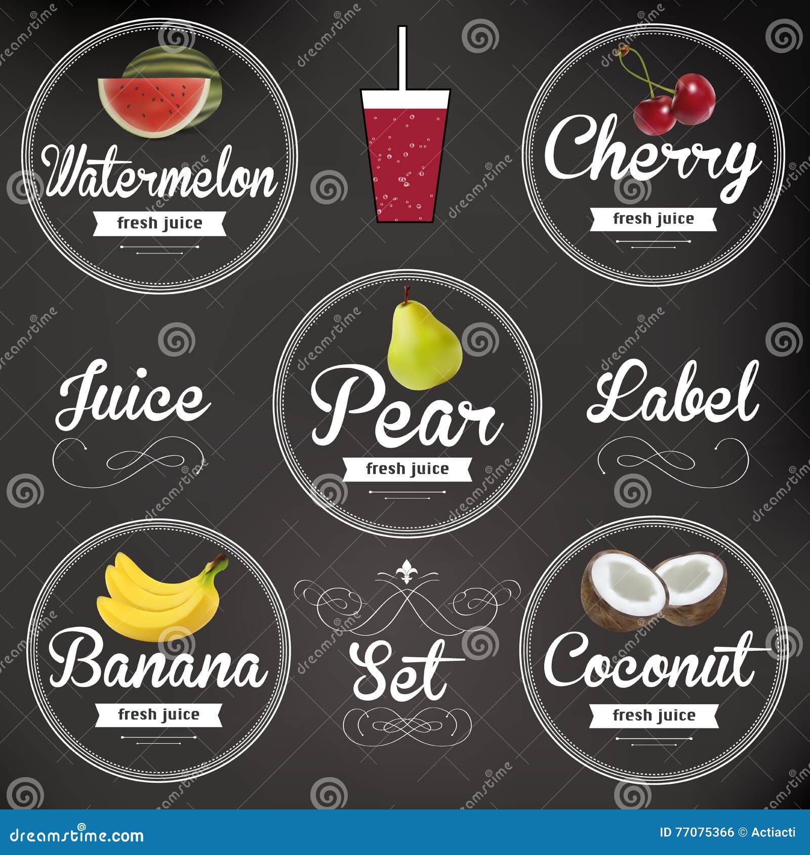 Fruit Juice. Detailed Vector Label Set Stock Vector Illustration of