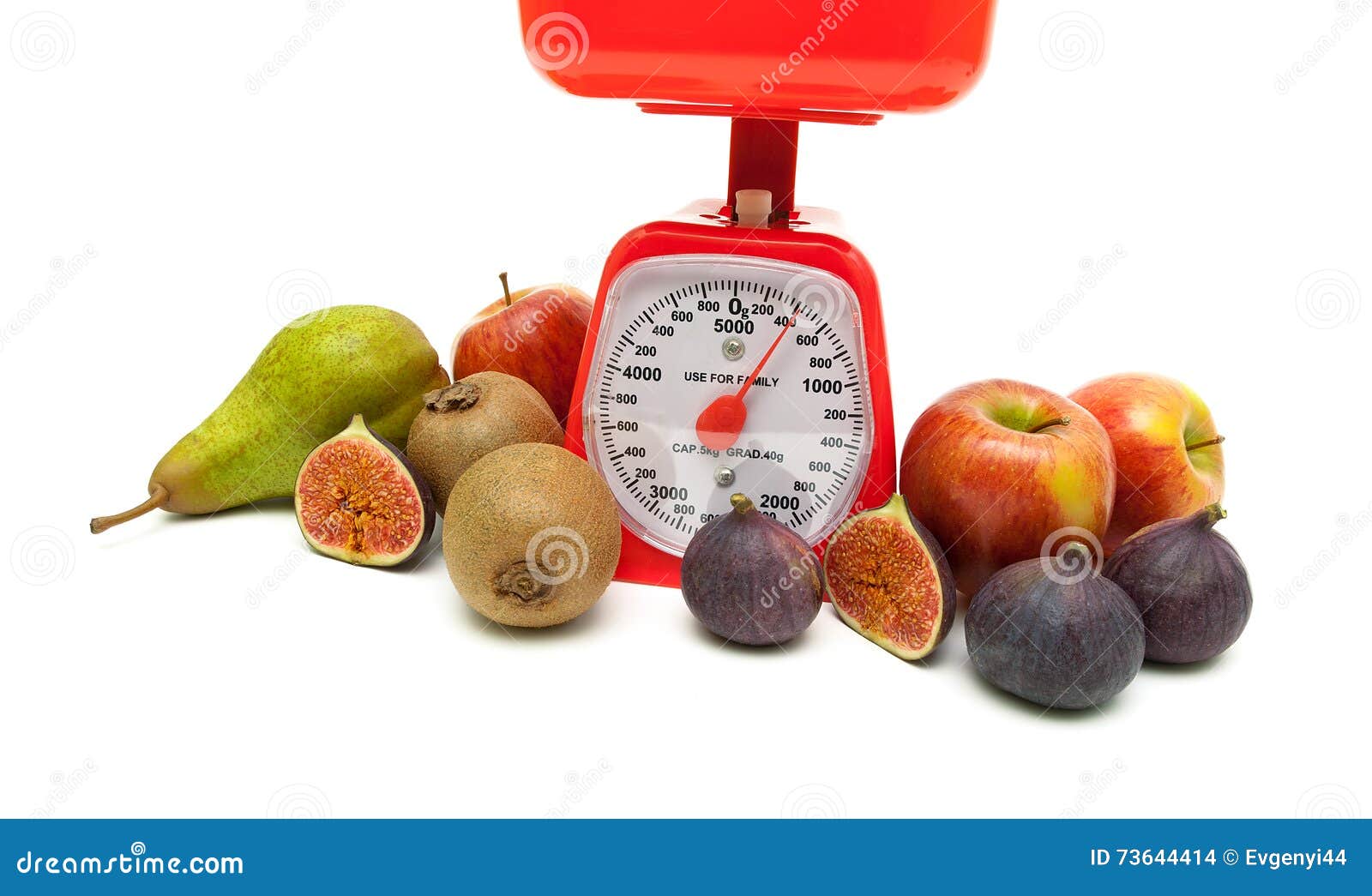 Fruit and Kitchen Scales on White Background Stock Photo Image of