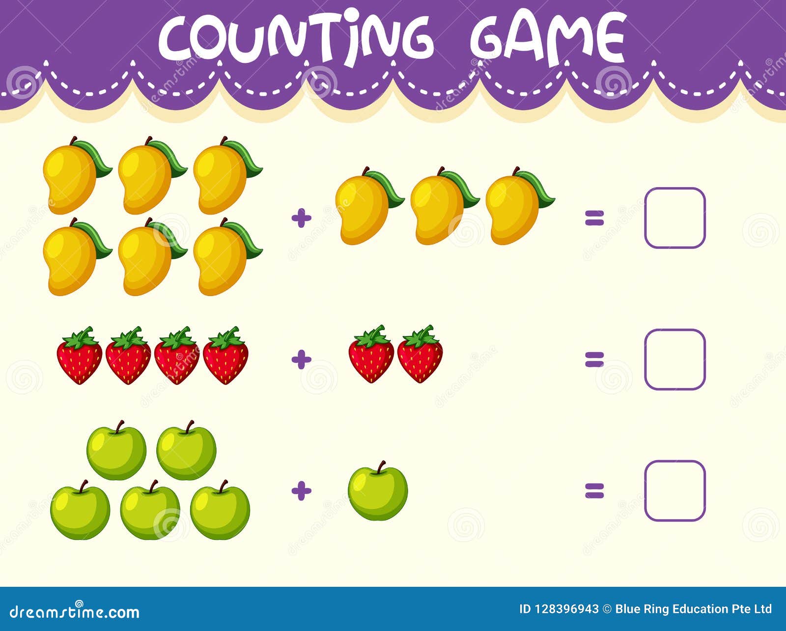 Fruit Math Number Worksheet Stock Vector - Illustration of mathematics