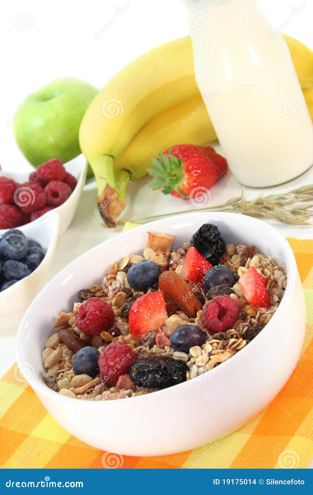 Fruit Muesli stock photo. Image of spoon, fruit, blueberries 19175014